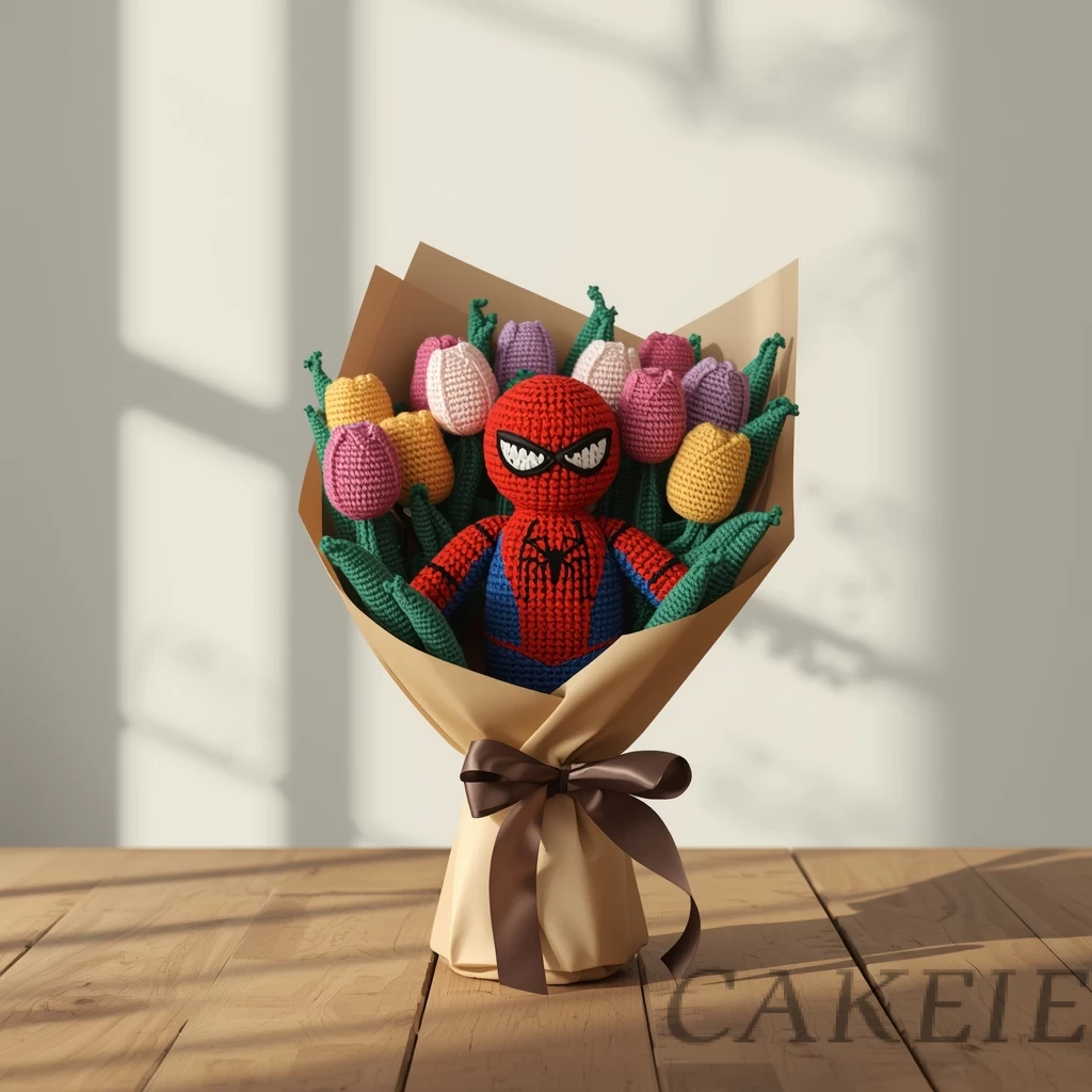 Spiderman Crochet Tulip Bouquet
